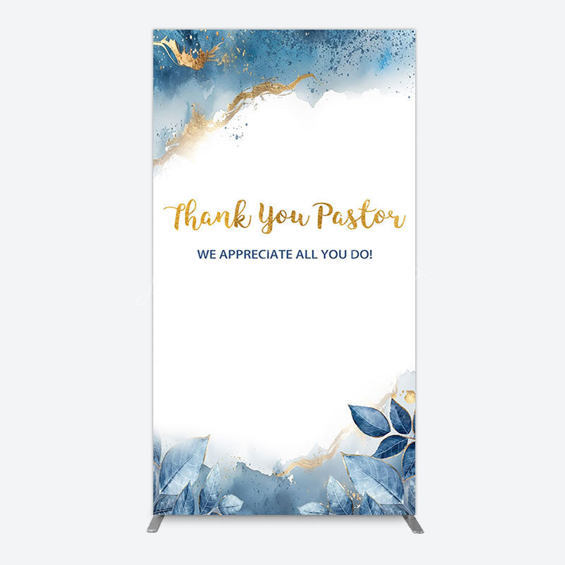 Lofaris Blue White Marbled Thank You Pastor Arch Backdrop