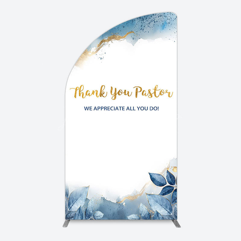 Lofaris Blue White Marbled Thank You Pastor Arch Backdrop