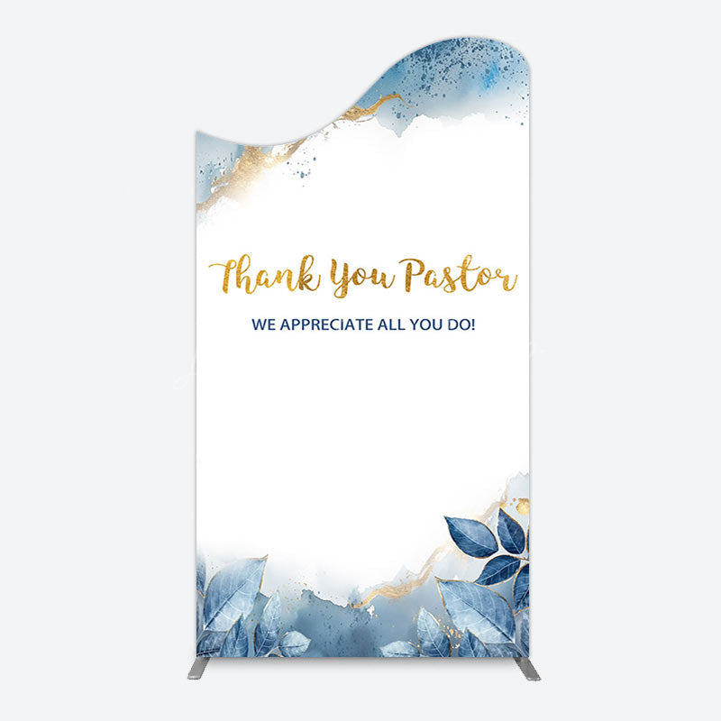 Lofaris Blue White Marbled Thank You Pastor Arch Backdrop