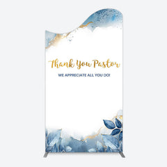 Lofaris Blue White Marbled Thank You Pastor Arch Backdrop