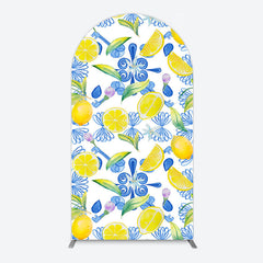 Lofaris Blue White Mediterranean Lemon Birthday Arch Backdrop