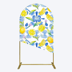 Lofaris Blue White Mediterranean Lemon Birthday Arch Backdrop