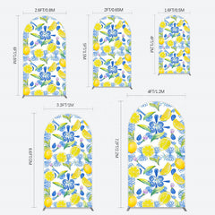 Lofaris Blue White Mediterranean Lemon Birthday Arch Backdrop