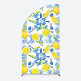 Lofaris Blue White Mediterranean Lemon Birthday Half Moon Arch Backdrop