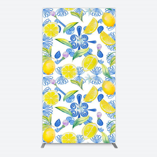 Lofaris Blue White Mediterranean Lemon Birthday Rectangle Backdrop