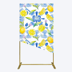 Lofaris Blue White Mediterranean Lemon Birthday Rectangle Backdrop