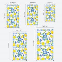 Lofaris Blue White Mediterranean Lemon Birthday Rectangle Backdrop