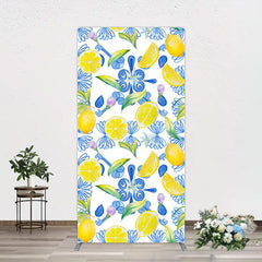 Lofaris Blue White Mediterranean Lemon Birthday Rectangle Backdrop