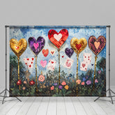 Lofaris Blue White Messy Wall Hearts Valentines Day Backdrop