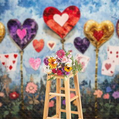 Lofaris Blue White Messy Wall Hearts Valentines Day Backdrop