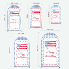 Lofaris Blue White Plaid Bow Happy 1st Birthday Arch Backdrop