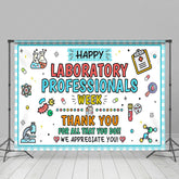 Lofaris Blue White Plaid Happy Laboratory Week Backdrop