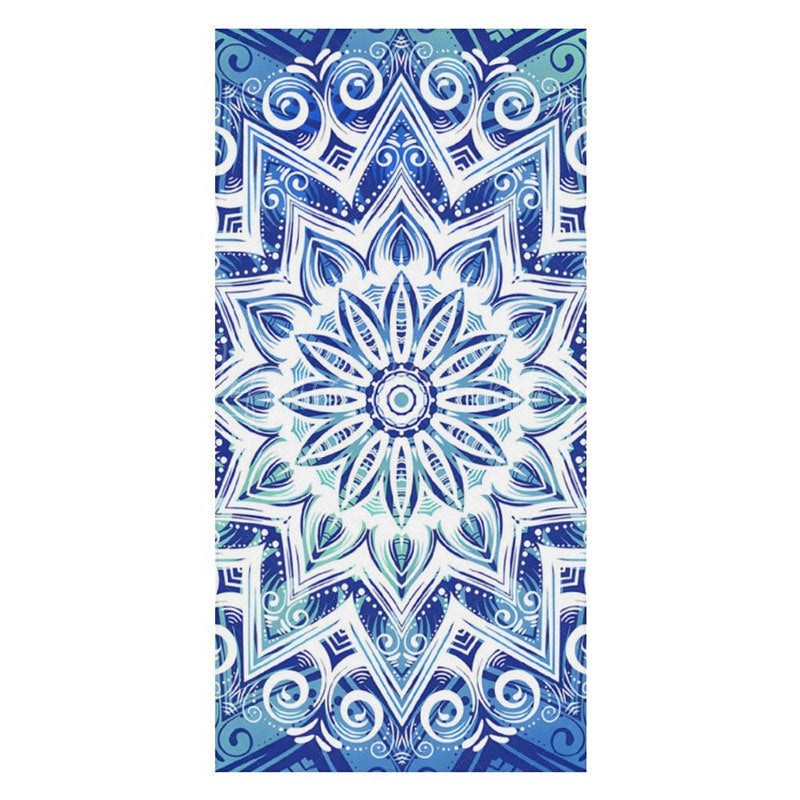 Lofaris Blue White Porcelain Floral Custom Name Beach Towel
