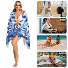 Lofaris Blue White Porcelain Floral Custom Name Beach Towel