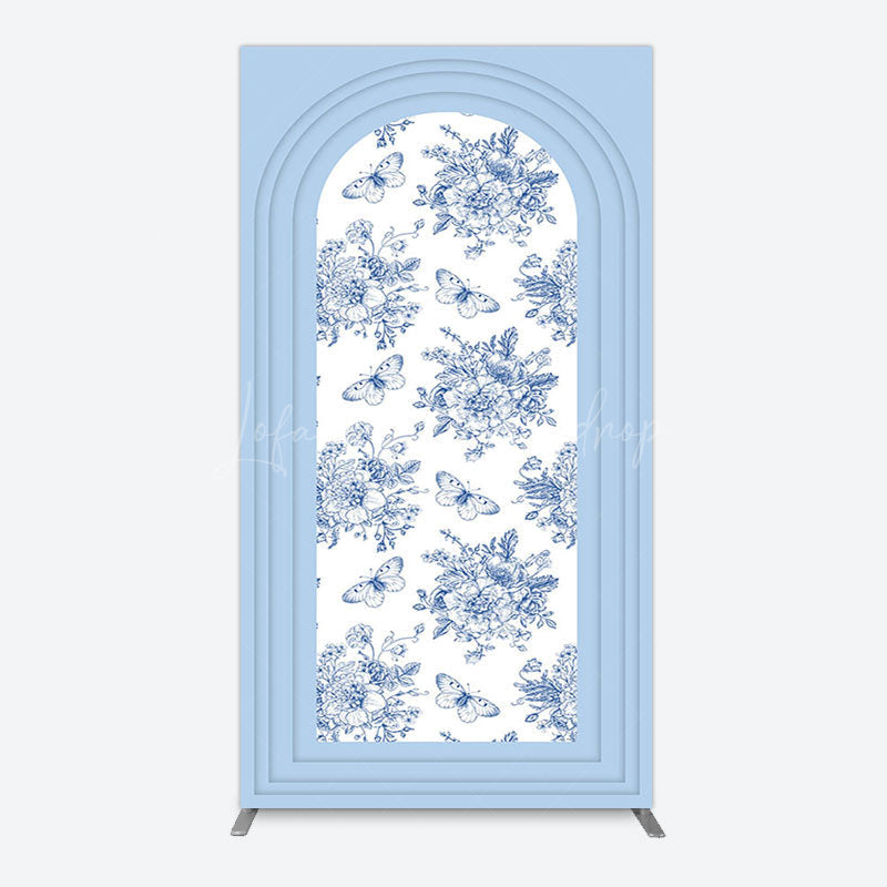 Lofaris Blue White Porcelain Happy Birthday Arch Backdrop