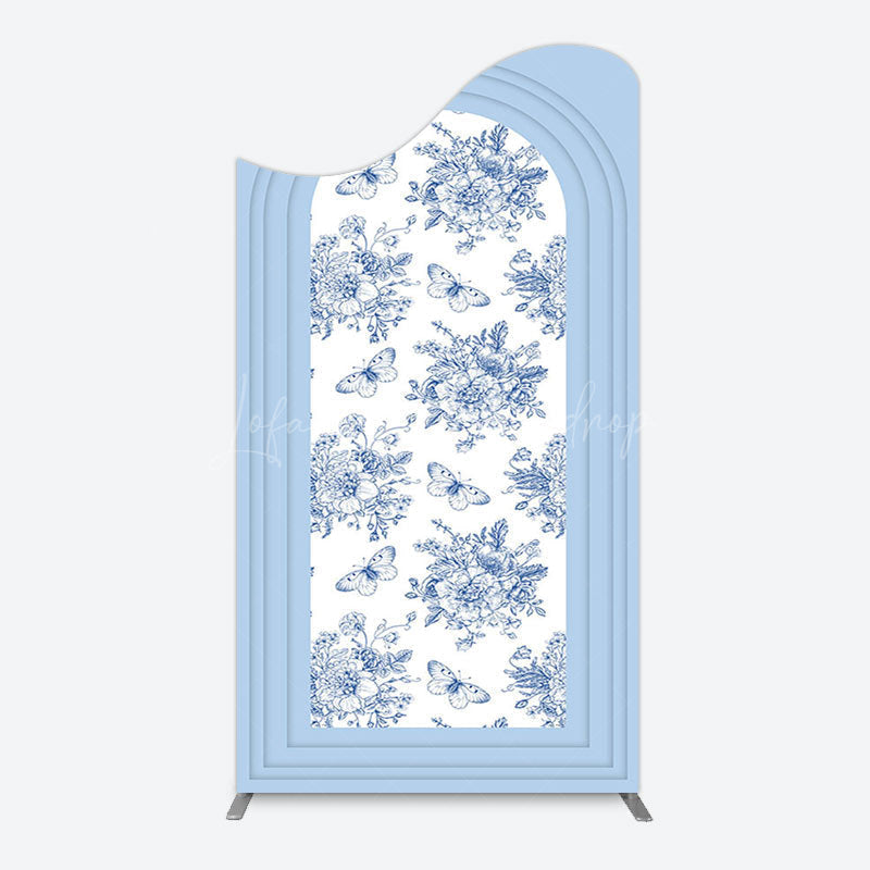 Lofaris Blue White Porcelain Happy Birthday Arch Backdrop