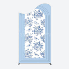 Lofaris Blue White Porcelain Happy Birthday Arch Backdrop