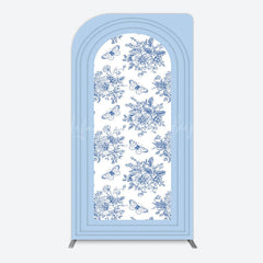 Lofaris Blue White Porcelain Happy Birthday Arch Backdrop
