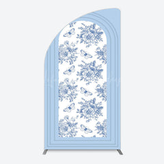 Lofaris Blue White Porcelain Happy Birthday Arch Backdrop