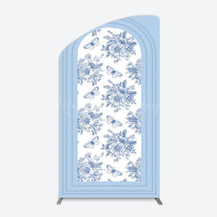 Lofaris Blue White Porcelain Happy Birthday Arch Backdrop