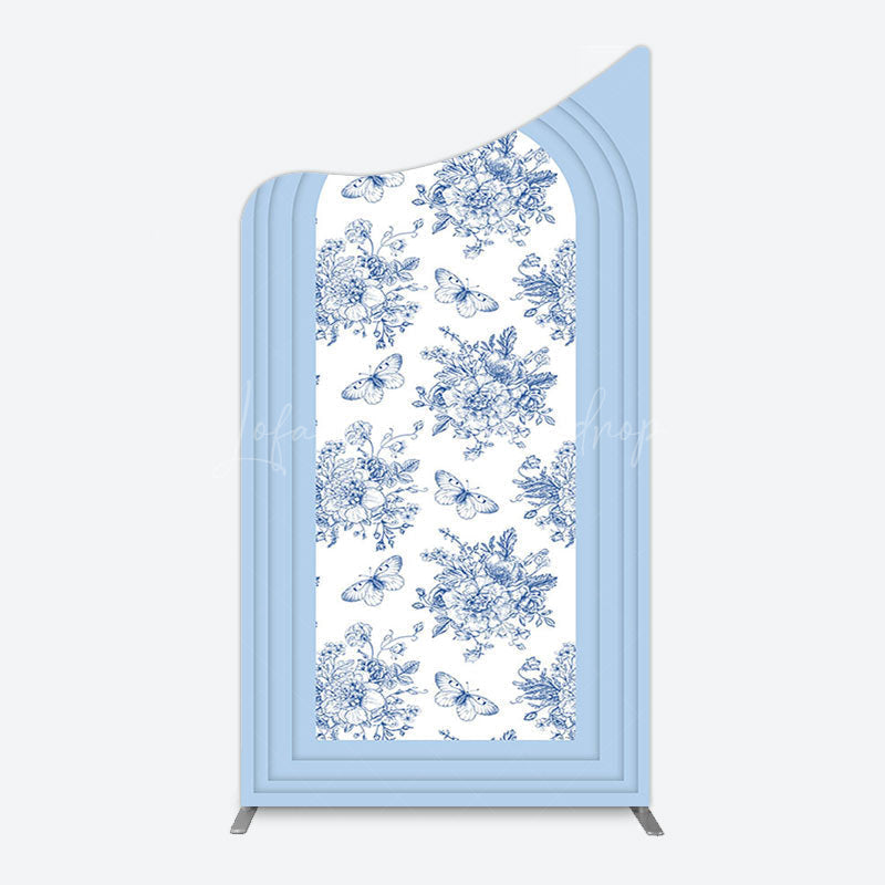 Lofaris Blue White Porcelain Happy Birthday Arch Backdrop
