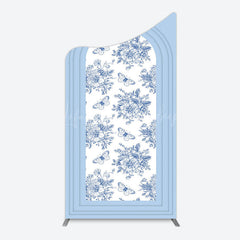Lofaris Blue White Porcelain Happy Birthday Arch Backdrop