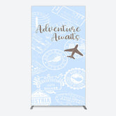 Lofaris Blue White Postmark Adventure Awaits Rectangle Backdrop