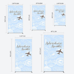 Lofaris Blue White Postmark Adventure Awaits Rectangle Backdrop