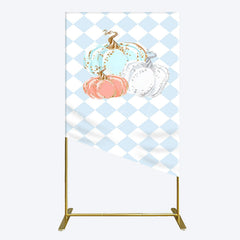 Lofaris Blue White Rhombus Pumpkins Birthday Rectangle Backdrop