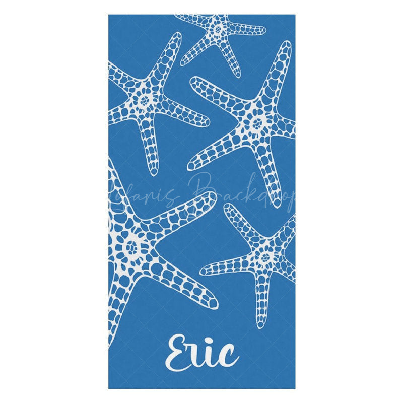 Lofaris Blue White Stars Summer Custom Name Beach Towel
