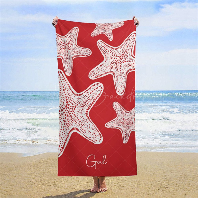 Lofaris Blue White Stars Summer Custom Name Beach Towel