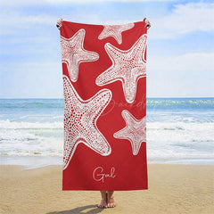 Lofaris Blue White Stars Summer Custom Name Beach Towel