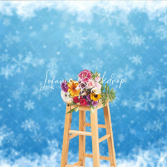 Lofaris Blue Winter Wonderland Snowflakes Photography Backdrop Icy Frost Christmas Holiday Party Celebration Decor