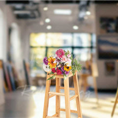 Lofaris Blurry Art Studio Photography Backdrop with Bokeh Lights Artist Loft Easels Professional Portrait Background