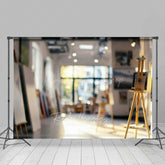 Lofaris Blurry Art Studio Photography Backdrop with Bokeh Lights Artist Loft Easels Professional Portrait Background