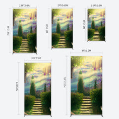 Lofaris Blurry Blue Stairs Greenery Scenery Rectangle Backdrop