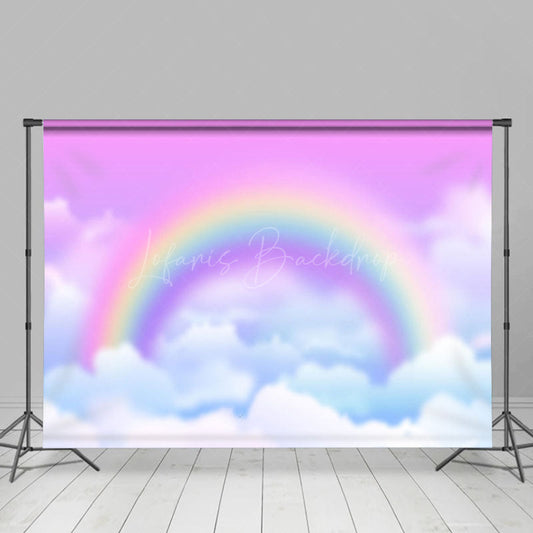 Lofaris Blurry Colorful Sky Rainbow Cake Smash Photo Backdrop