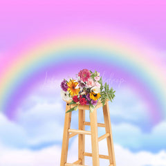 Lofaris Blurry Colorful Sky Rainbow Cake Smash Photo Backdrop