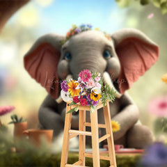 Lofaris Blurry Cute Elephant Grass Floral Spring Backdrop