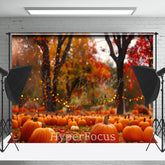 Lofaris Blurry Maple Grove Pumpkins Autumn Photo Backdrop
