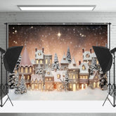 Lofaris Blurry Snowy Town Light Glitter Christmas Backdrop