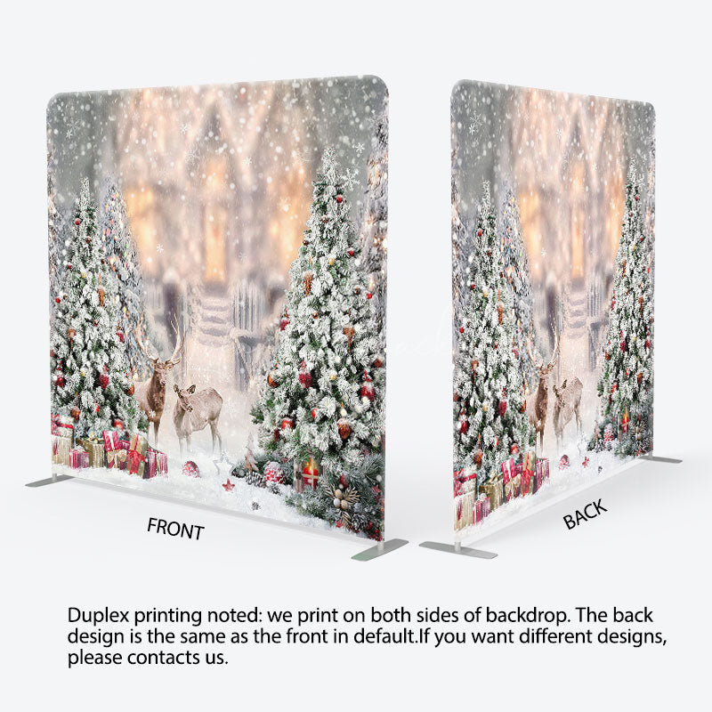 Lofaris Blurry Snowy Wild Elk Christmas Pillow Case Backdrop