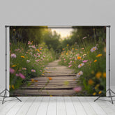 Lofaris Blurry Wildflower Boardwalk Spring Photo Backdrop
