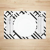 Lofaris Boho Abstract Black White Lines Set of 4 Placemats