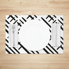 Lofaris Boho Abstract Black White Lines Set of 4 Placemats