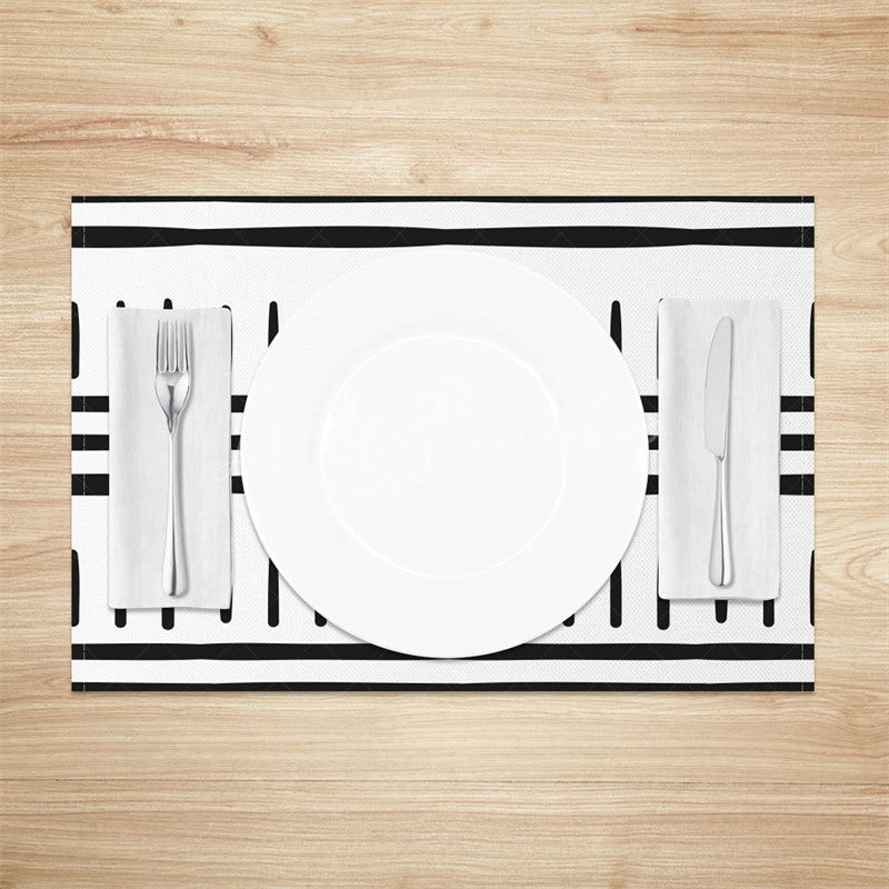 Lofaris Boho Abstract Black White Pattern Set of 4 Placemats