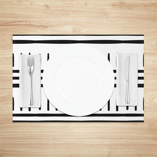 Lofaris Boho Abstract Black White Pattern Set of 4 Placemats