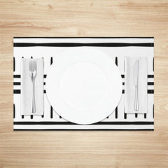 Lofaris Boho Abstract Black White Pattern Set of 4 Placemats