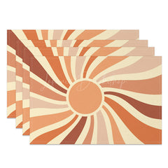 Lofaris Boho Abstract Distorted Sun Rays Set Of 4 Placemats