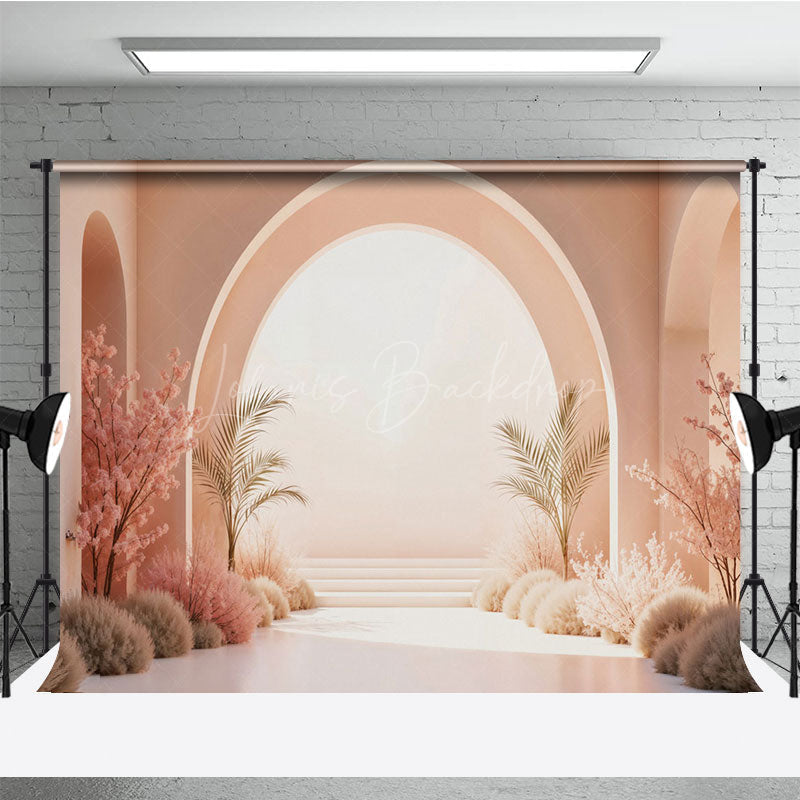 Lofaris Boho Arch Door Beige Wall Wedding Photo Backdrop